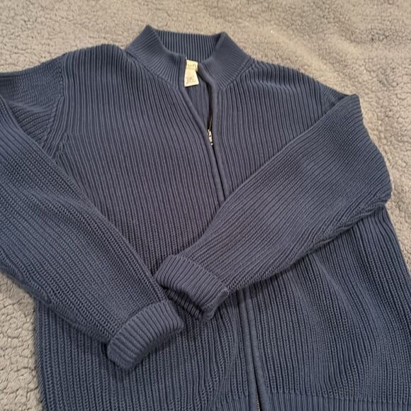 L L Bean Cotton Waffle Sweater Full Zip Size Large Men’s Winter Sweater - Picture 5 of 8